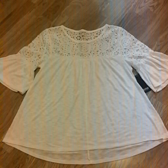 a.n.a Tops - White Bell Sleeve Top  ~ Brand New!
